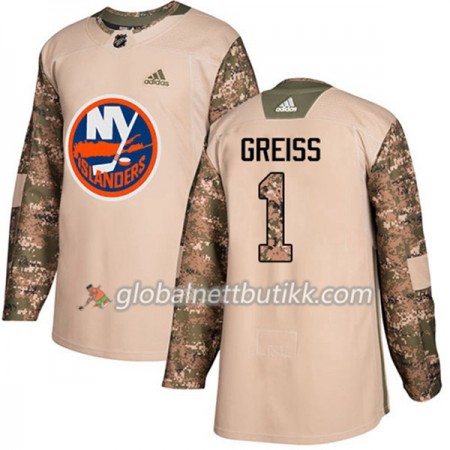 New York Islanders Hockeydrakt Thomas Greiss 1 2017-2018 Camo Veterans Day Practice Adidas Authentic - Herre